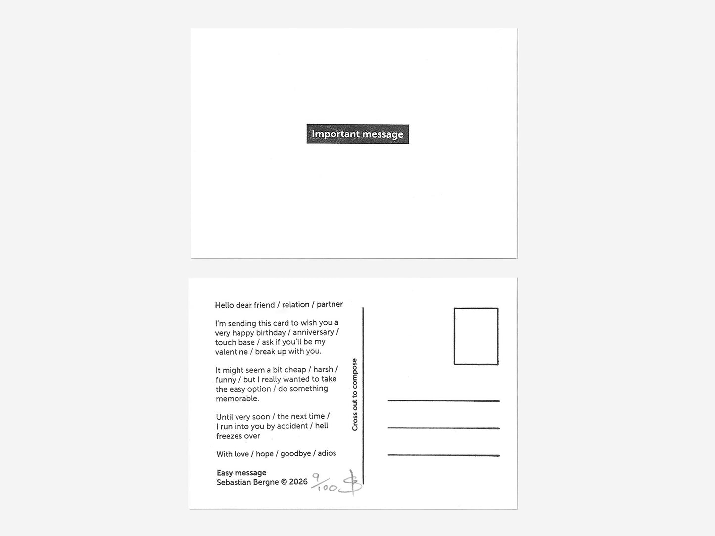 Easy Message - Multiple choice post card